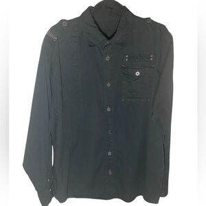 Coogi vintage mens black long sleeve 100% cotton shirt, size XL